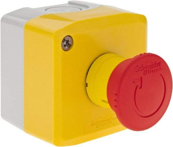 Square D - Extended Mushroom Head, Pushbutton Switch Only - Round, Red Pushbutton, Nonilluminated, Shock and Vibration Resistant - Americas Tooling