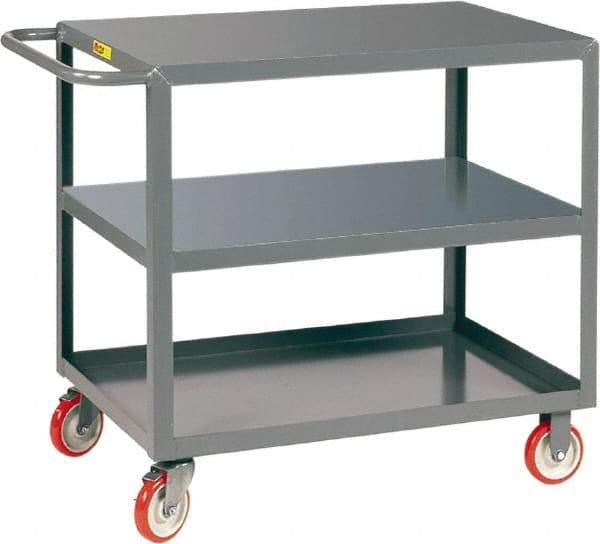 Little Giant - 1,200 Lb Capacity, 18" Wide x 24" Long x 35" High Service Cart - 3 Shelf, Steel, 2 Rigid/2 Swivel Casters - Americas Tooling