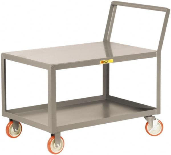 Little Giant - 1,200 Lb Capacity, 24" Wide x 51" Long x 37-1/2" High Heavy Duty Service Cart - 2 Shelf, Steel, 2 Rigid/2 Swivel Casters - Americas Tooling