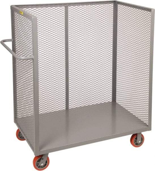 Little Giant - 3,600 Lb Capacity, 1 Shelf, 3-Sided Steel Bulk Truck - 60" Long x 30" Wide x 57" High, 6" Diam Polyurethane Wheels - Americas Tooling