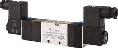 PRO-SOURCE - 1/4", 5/3 Way Double Stacking Solenoid Valve - 110 VAC, 0.76 CV Rate, 2.6" High x 8-1/2" Long - Americas Tooling