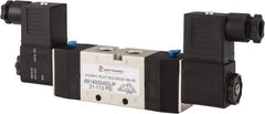 PRO-SOURCE - 1/4", 5/2 Way Double Stacking Solenoid Valve - 24 VDC, 0.98 CV Rate, 2.6" High x 7.76" Long - Americas Tooling