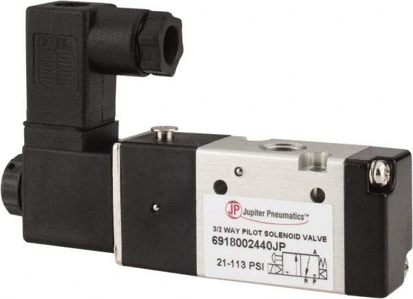 PRO-SOURCE - 1/8", 3/2 Way Single Stacking Solenoid Valve - 24 VDC, 0.65 CV Rate, 1.38" High x 3.46" Long - Americas Tooling