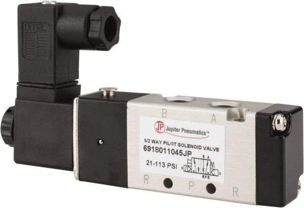 PRO-SOURCE - 1/8", 5/2 Way Body Ported Stacking Solenoid Valve - 110 VAC, 0.6 CV Rate, 1.36" High x 3.88" Long - Americas Tooling