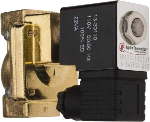 PRO-SOURCE - 1/2", 2/2 Way Stacking Solenoid Valve - 110 VAC, 4.5 CV Rate, 4.19" High x 2.83" Long - Americas Tooling