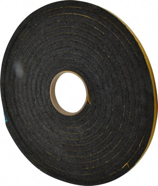 Made in USA - 25' x 1/2" x 7/16" Black Natural Foam Roll - Exact Industrial Supply