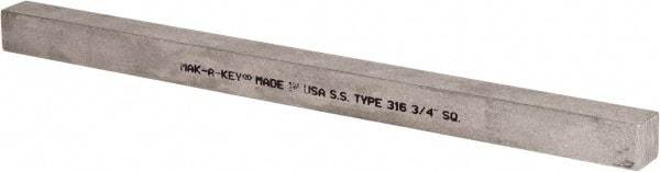 Made in USA - 12" Long x 3/4" High x 3/4" Wide, Undersized Key Stock - Type 316 Stainless Steel - Americas Tooling