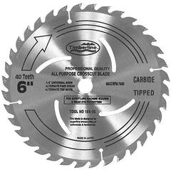 Amana Tool - 6" Diam, 1/2" Arbor Hole Diam, 40 Tooth Wet & Dry Cut Saw Blade - Carbide-Tipped, General Purpose Action, Standard Round Arbor - Americas Tooling