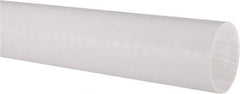 Made in USA - 3' Long, 2" Diam, PTFE (Virgin) Plastic Rod - White - Americas Tooling