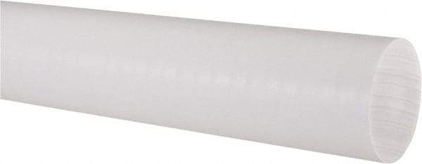 Made in USA - 6' Long, 2" Diam, PTFE (Virgin) Plastic Rod - White - Americas Tooling