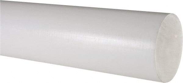 Made in USA - 3' Long, 2-1/2" Diam, PTFE (Virgin) Plastic Rod - White - Americas Tooling