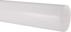 Made in USA - 4' Long, 2-1/2" Diam, PTFE (Virgin) Plastic Rod - White - Americas Tooling