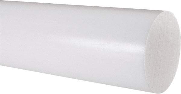 Made in USA - 2' Long, 3" Diam, PTFE (Virgin) Plastic Rod - White - Americas Tooling