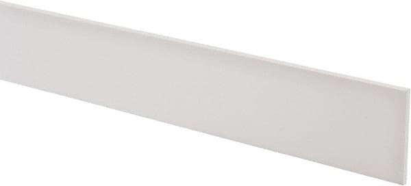 Made in USA - 4 Ft. Long x 2 Inch Wide x 1/8 Inch High, Virgin PTFE, Rectangular Plastic Bar - White, +/- 0.060 Tolerance - Americas Tooling