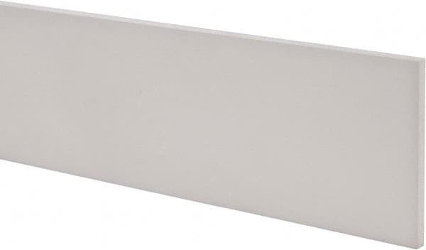 Made in USA - 1 Ft. Long x 4 Inch Wide x 1/4 Inch High, Virgin PTFE, Rectangular Plastic Bar - White, +/- 0.060 Tolerance - Americas Tooling