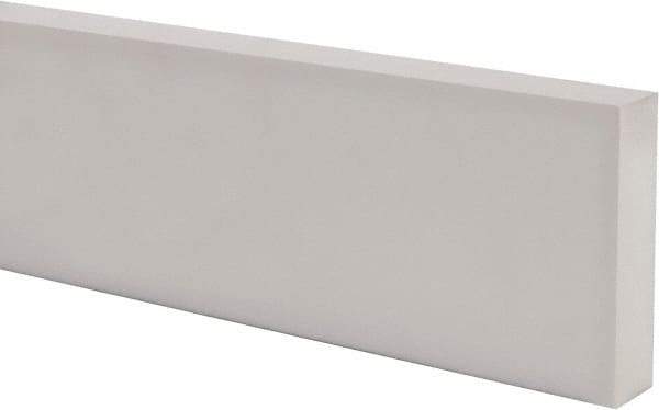 Made in USA - 1 Ft. Long x 4 Inch Wide x 1 Inch High, Virgin PTFE, Rectangular Plastic Bar - White, +/- 0.060 Tolerance - Americas Tooling