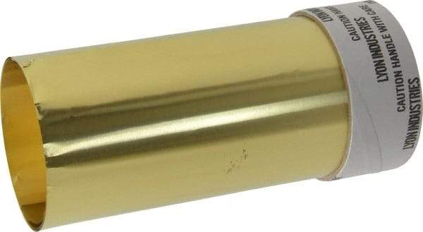 Made in USA - 5 Ft. Long x 6 Inch Wide x 0.001 Inch Thick, Roll Shim Stock - Brass - Americas Tooling