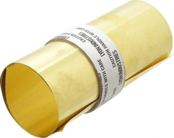 Made in USA - 5 Ft. Long x 6 Inch Wide x 0.002 Inch Thick, Roll Shim Stock - Brass - Americas Tooling