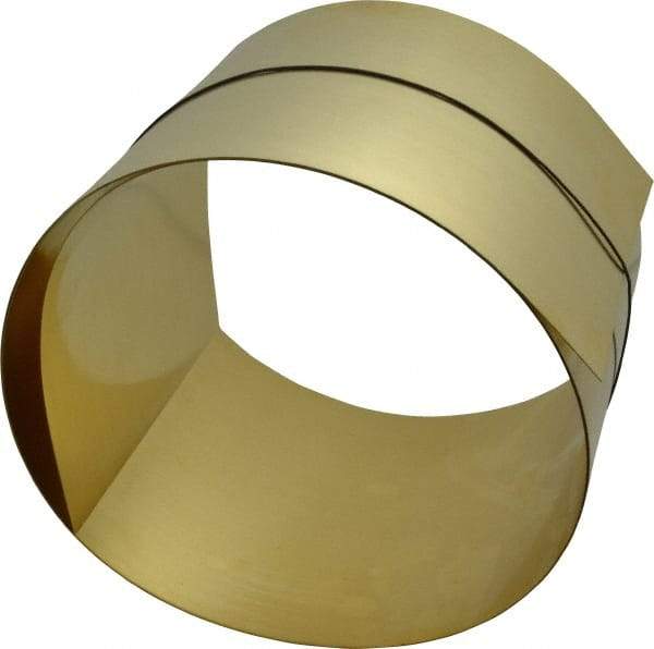 Made in USA - 5 Ft. Long x 6 Inch Wide x 0.015 Inch Thick, Roll Shim Stock - Brass - Americas Tooling