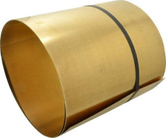 Made in USA - 10 Ft. Long x 12 Inch Wide x 0.02 Inch Thick, Roll Shim Stock - Brass - Americas Tooling