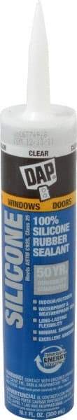 DAP - 10.1 oz Tube Clear RTV Silicone Joint Sealant - -40 to 400°F Operating Temp, 10 to 20 min Tack Free Dry Time, 24 hr Full Cure Time - Americas Tooling