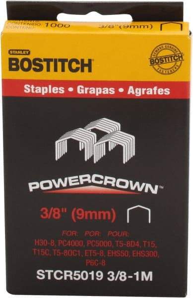 Stanley Bostitch - 3/8" Long x 7/16" Wide, 18 Gauge Crowned Construction Staple - Steel, Chisel Point - Americas Tooling