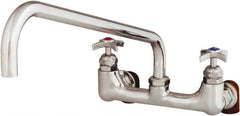 T&S Brass - Straight Spout, 2 Way Design, Wall Mount, Industrial Sink Faucet - 18 Inch Spout, 4 Spoke Handle - Americas Tooling