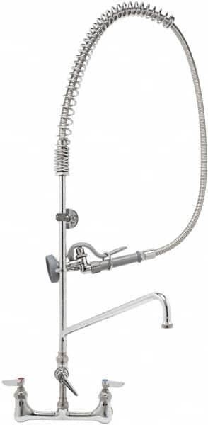 T&S Brass - Riser with Spring Guide, 2 Way Design, Wall Mount, Wall Pre Rinse Faucet Assembly - Lever Handle - Americas Tooling