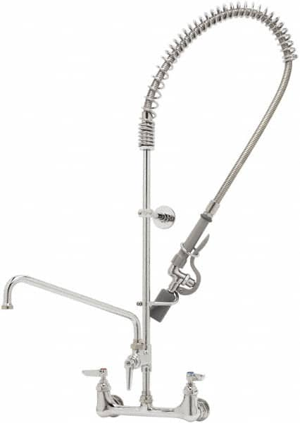 T&S Brass - Riser with Spring Guide, 2 Way Design, Wall Mount, Wall Pre Rinse Faucet Assembly - Lever Handle - Americas Tooling