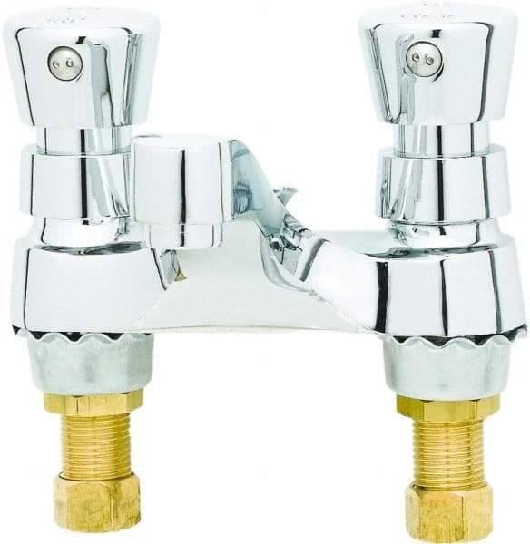 T&S Brass - Push Button Handle, Deck Mounted Bathroom Faucet - Slow Self-Closing Lavatory Faucet, No Drain, Standard Spout - Americas Tooling