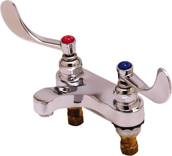 T&S Brass - Faucet Mount, Deck Mount Faucet without Spray - Two Handle, Wrist Blade Handle, Cast Basin Spout, No Drain - Americas Tooling