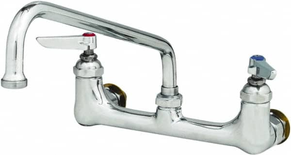 T&S Brass - Wall Mount, Kitchen Faucet without Spray - Swivel Base Faucet with Ceramic Cartridges, Lever Handle, Low Spout, No Drain - Americas Tooling