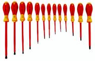 Insulated Slotted Screwdriver 2.0; 2.5; 3.0; 3.5; 4.5; 5.5; 6.5; 8.0; 10.0mm & Phillips # 0; 1; 2; 3. 13 Piece Set - Americas Tooling