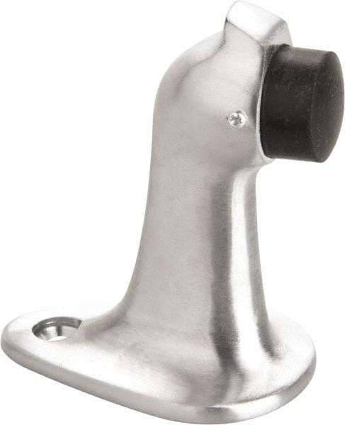 Don-Jo - 2-3/4" Projection Large Gooseneck Door Stop with Hook - Floor Mount, Satin Chrome Finish - Americas Tooling