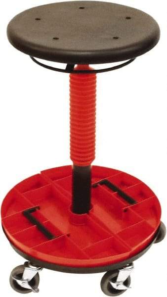 ShopSol - 300 Lb Capacity, 5 Wheel Trolley Stool - Polyurethane, 18" Long x 16-1/2" Overall Height x 18" Wide - Americas Tooling