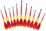 Insulated Slim Integrated Insulation 11 Piece Screwdriver Set Slotted 3.5; 4; 4.5; 5.5; 6.5; Phillips #1 & 2; Xeno #1 & 2; Square #1 & 2 - Americas Tooling