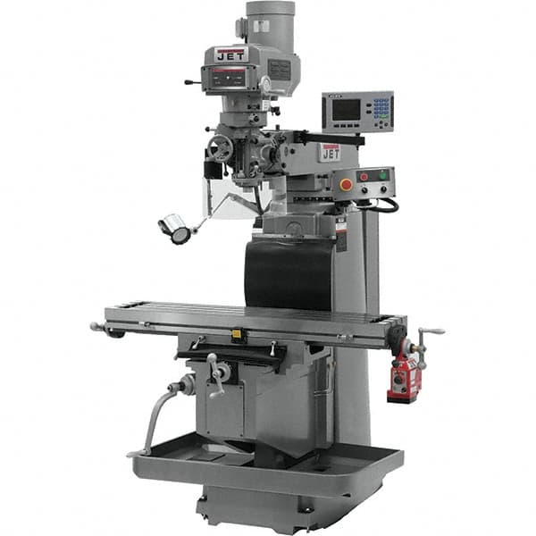 Jet - 54" Table Width x 12" Table Length, Electronic Variable Speed Control, 3 Phase Knee Milling Machine - R8 Spindle Taper, 5 hp - Americas Tooling