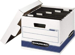 BANKERS BOX - 1 Compartment, 12-5/8" Wide x 10" High x 15-5/8" Deep, Storage Box - Corrugated Cardboard, White/Blue - Americas Tooling