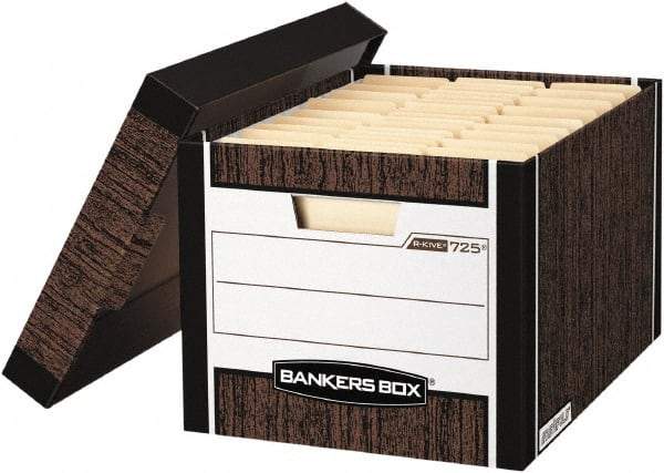 BANKERS BOX - 1 Compartment, 12-3/4" Wide x 10-3/8" High x 16-1/2" Deep, Storage Box - Corrugated Cardboard, Wood Grain (Color) - Americas Tooling