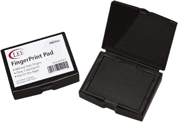 LEE - 2" Wide x 1/2" High x 1/2" Deep, Inked Fingerprint Pad - Plastic, Black - Americas Tooling