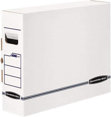 BANKERS BOX - 1 Compartment, 5" Wide x 14-7/8" High x 18-3/4" Deep, Storage Box - Plastic, White/Blue - Americas Tooling