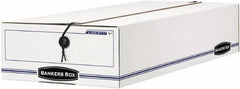 BANKERS BOX - 1 Compartment, 9-1/4" Wide x 4-1/4" High x 23-3/4" Deep, Storage Box - Corrugated Cardboard, White/Blue - Americas Tooling