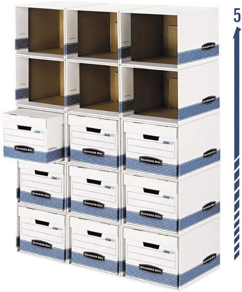 BANKERS BOX - 1 Compartment, 6-1/2" Wide x 21-3/4" High x 6-1/2" Deep, Storage Box - Corrugated, White/Blue - Americas Tooling