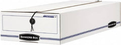 BANKERS BOX - 1 Compartment, 9-1/4" Wide x 4-1/4" High x 15" Deep, Storage Box - Corrugated Cardboard, White/Blue - Americas Tooling