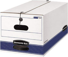 BANKERS BOX - 1 Compartment, 12-1/4" Wide x 10-3/4" High x 24-1/8" Deep, Storage Box - Corrugated Cardboard, White/Blue - Americas Tooling