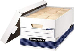 BANKERS BOX - 1 Compartment, 12-7/8" Wide x 10-1/4" High x 25-3/8" Deep, Storage Box - Corrugated Cardboard, White/Blue - Americas Tooling