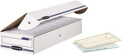 BANKERS BOX - 1 Compartment, 9-1/4" Wide x 4-1/8" High x 25" Deep, Storage Box - Corrugated Cardboard, White/Blue - Americas Tooling