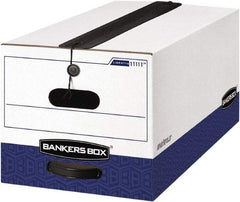 BANKERS BOX - 1 Compartment, 12-1/4" Wide x 10-3/4" High x 24-1/8" Deep, Storage Box - Corrugated Cardboard, White/Blue - Americas Tooling