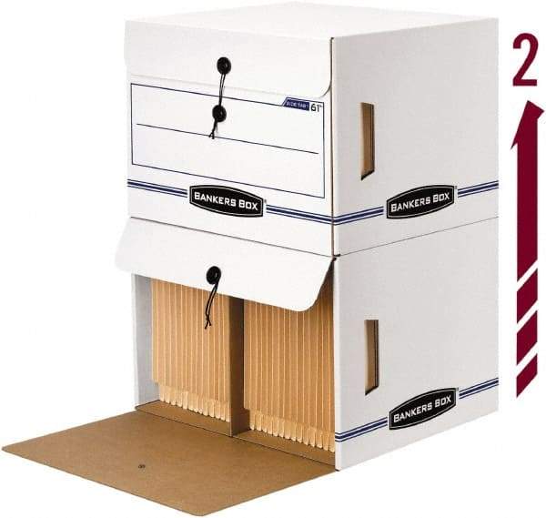 BANKERS BOX - 1 Compartment, 37-1/2" Wide x 37-3/4" High x 5-1/4" Deep, Storage Box - Corrugated Cardboard, White/Blue - Americas Tooling