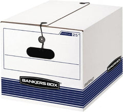 BANKERS BOX - 1 Compartment, 12-1/4" Wide x 11" High x 24-1/8" Deep, Storage Box - Corrugated Cardboard, White/Blue - Americas Tooling